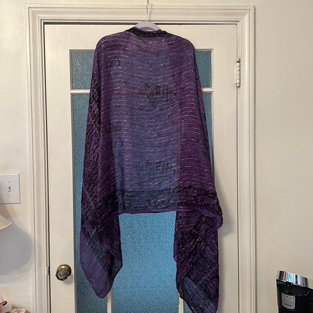 Thailand Purple and Gold Elephant Scarf/Wrap/Sarong